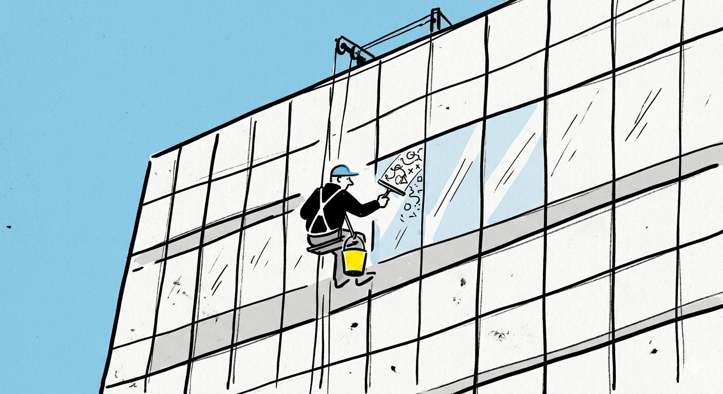 Window cleaner working on a high-rise