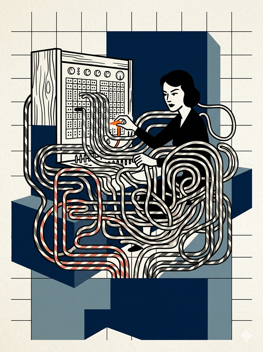 Stylized illustration of an AI control panel